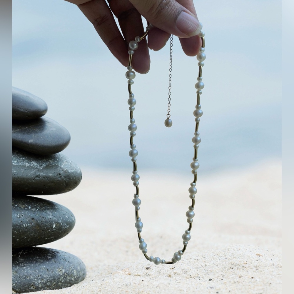 14k Yellow Gold Fresh Water Pearl Necklace